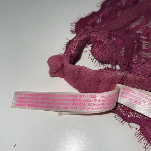 PINK Victoria’s Secret Date Push-up Bralette in Magenta Lace Small Women’s - Picture 10 of 11